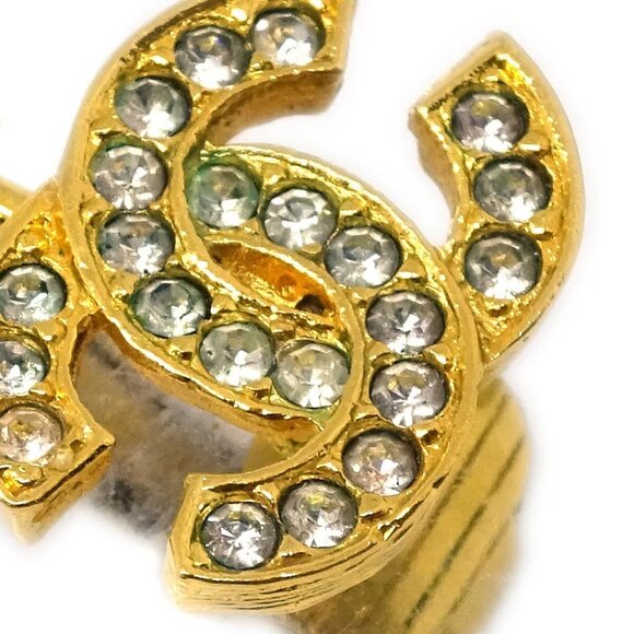 Chanel Gold CC Earrings Rhinestone Clip-On 2092 153505 - Picture 2 of 4